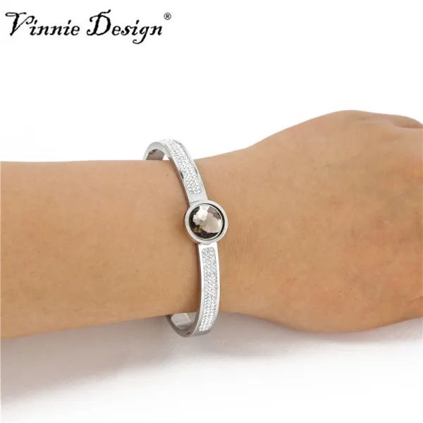 Браслет Vinnie из нержавеющей стали с роскошными кристаллами 12 мм|steel bangle|stainless steel