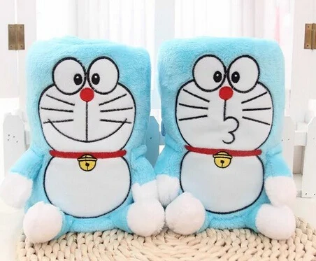 

Plush roll blanket 1pc 95cm cartoon sweet kiss Doraemon soft flannel office warm rest toy creative gift for kids baby