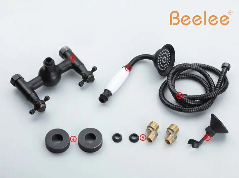 

Beelee BL5024B Wall Mount Bathtub Faucet Oil Rubbed Bronze Two Cristal Handles Bathtub Shower Mixer Tap