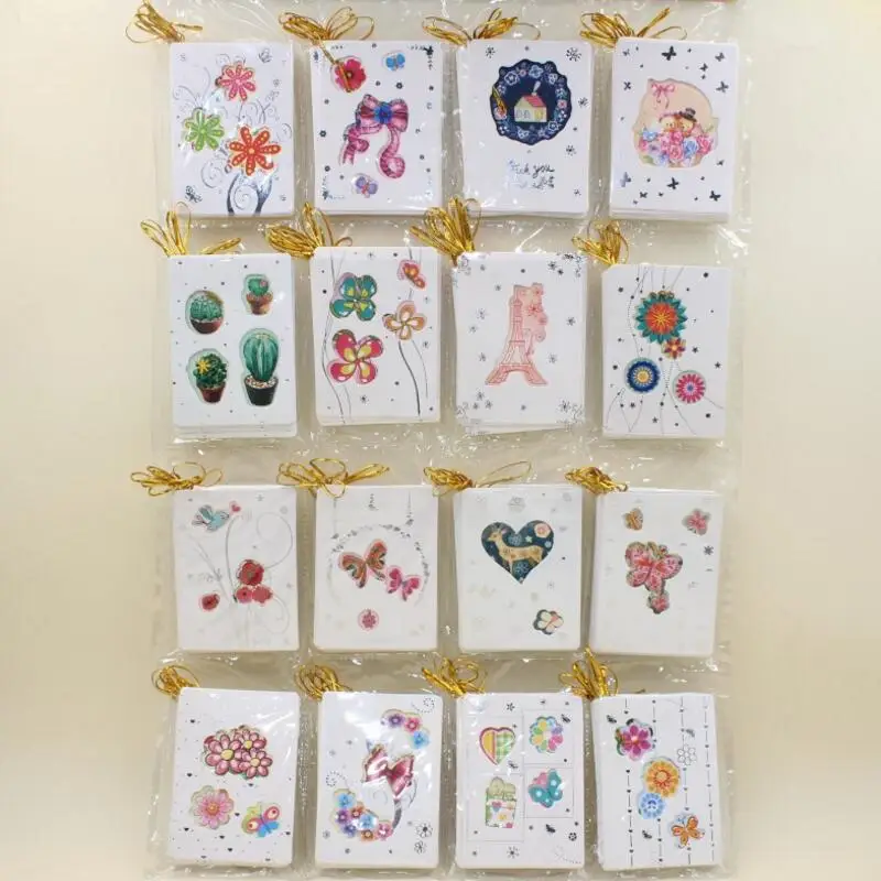 

128pcs/set DIY Blank Paper Foldable Cards Christmas Tree Small Hanging Card Happy Birthday Graduation Greeting Cards