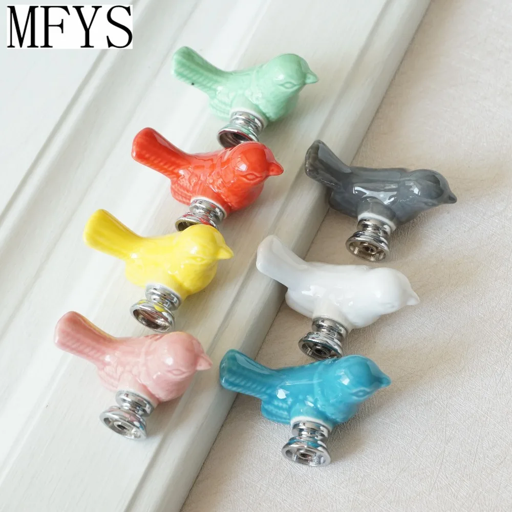 

Cute Birds Ceramic Knobs Dresser Knob Drawer Pulls Handles Cupboard Pulls Knob Pink Green Kids Cabinet Knob Furniture Home Decor