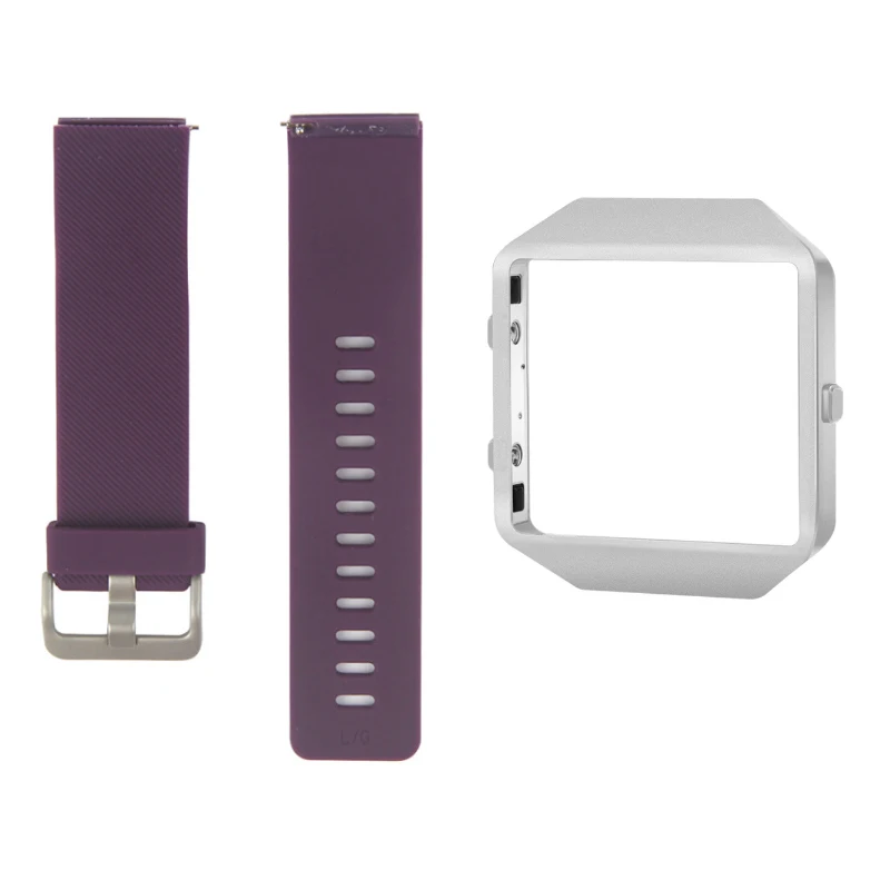 Фиолетовый Bemorcabo для Fitbit Blaze Band, силиконовый браслет, сменный ремешок с новой серебристой рамкой для Fitbit Blaze, умные фитнес-часы - Цвет ремешка: Фиолетовый