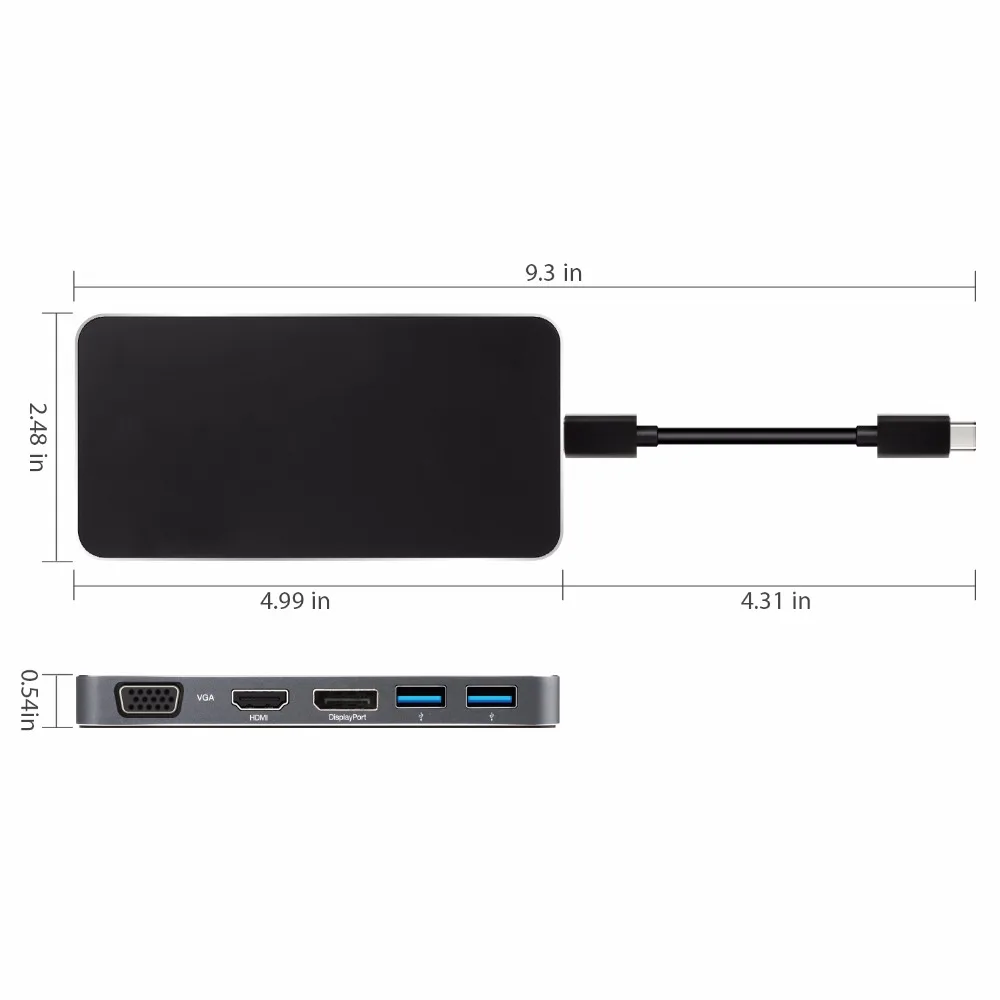 JZYuan 7 IN 1 USB-C Type C 3.1 Hub to HDMI DP VGA 1080P Video Adapter With PD Power Delivery Dual USB 3.0 HUB | Компьютеры и офис
