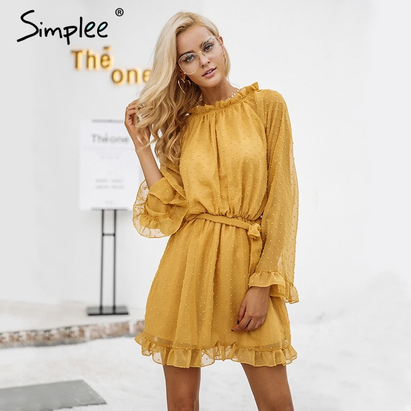 Осеннее женское платье мини Simplee на шнуровке с открытой спиной элегантное модное