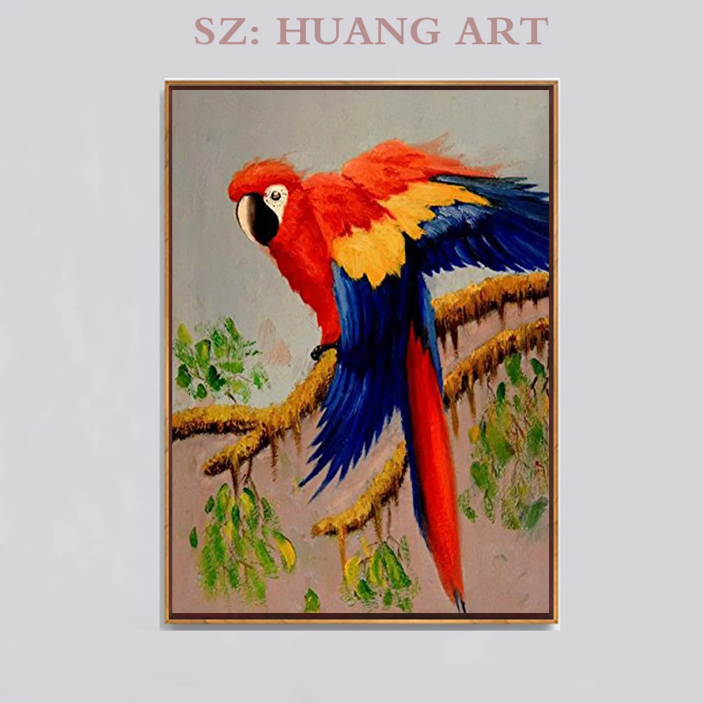 

Good artists hand-painted modern painting two birds lovely parrot large hotel sofa st mural oil painting decorative hall