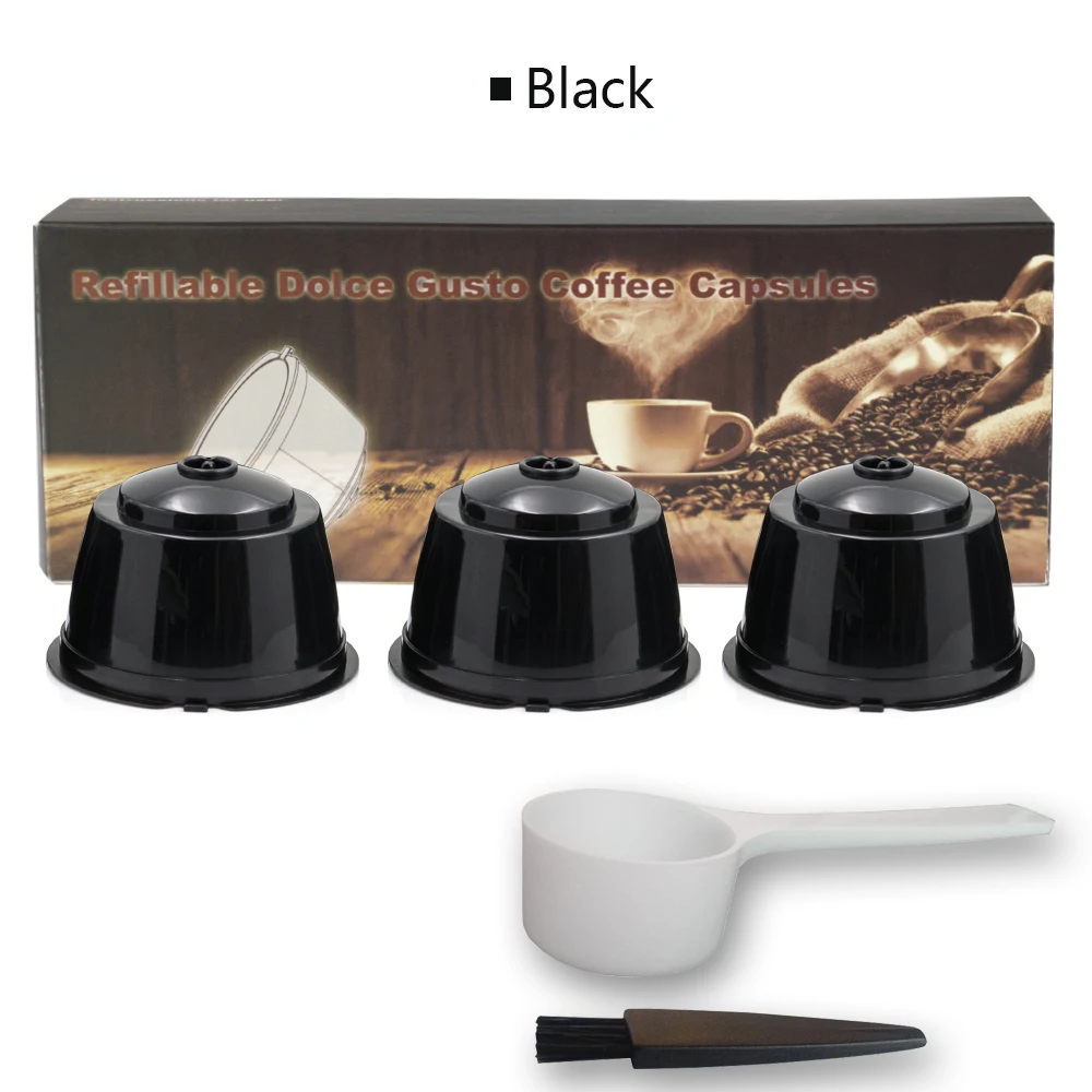 3/9 шт. многоразового combinacapsule Кофе капсула nescafe 6 цветов Dolce Gusto многоразового пользования капсулы Рождество капсулы 1 ложка+ 1 щетка