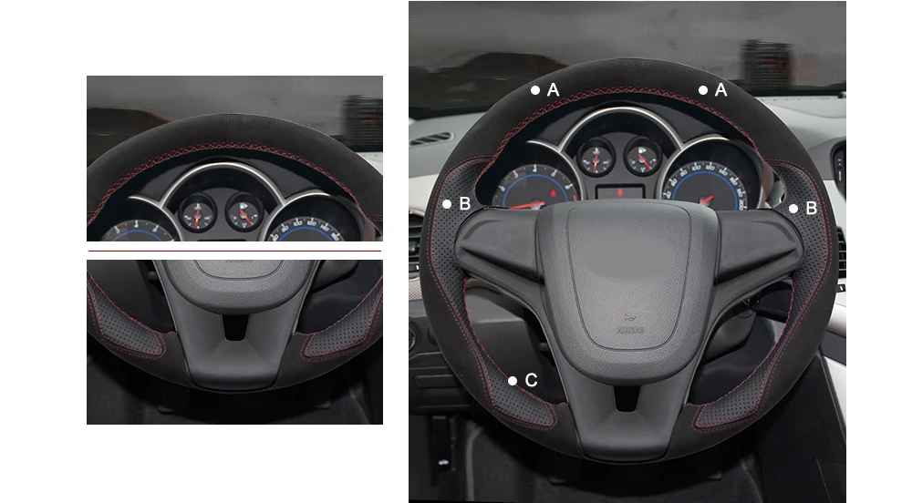 MEWANT черный замшевый черный кожаный чехол рулевого колеса автомобиля для Chevrolet Cruze 2009- Aveo 2011- Orlando 2010- Holden