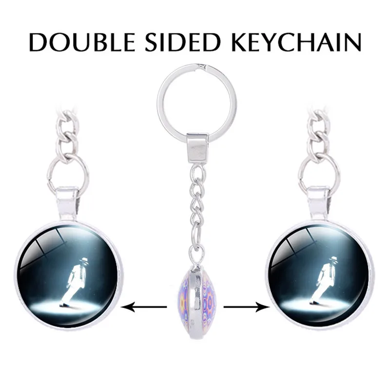Майкл Джексон двухсторонний кулон певица поп-звезда брелок chaveiro король поп-Key Holder