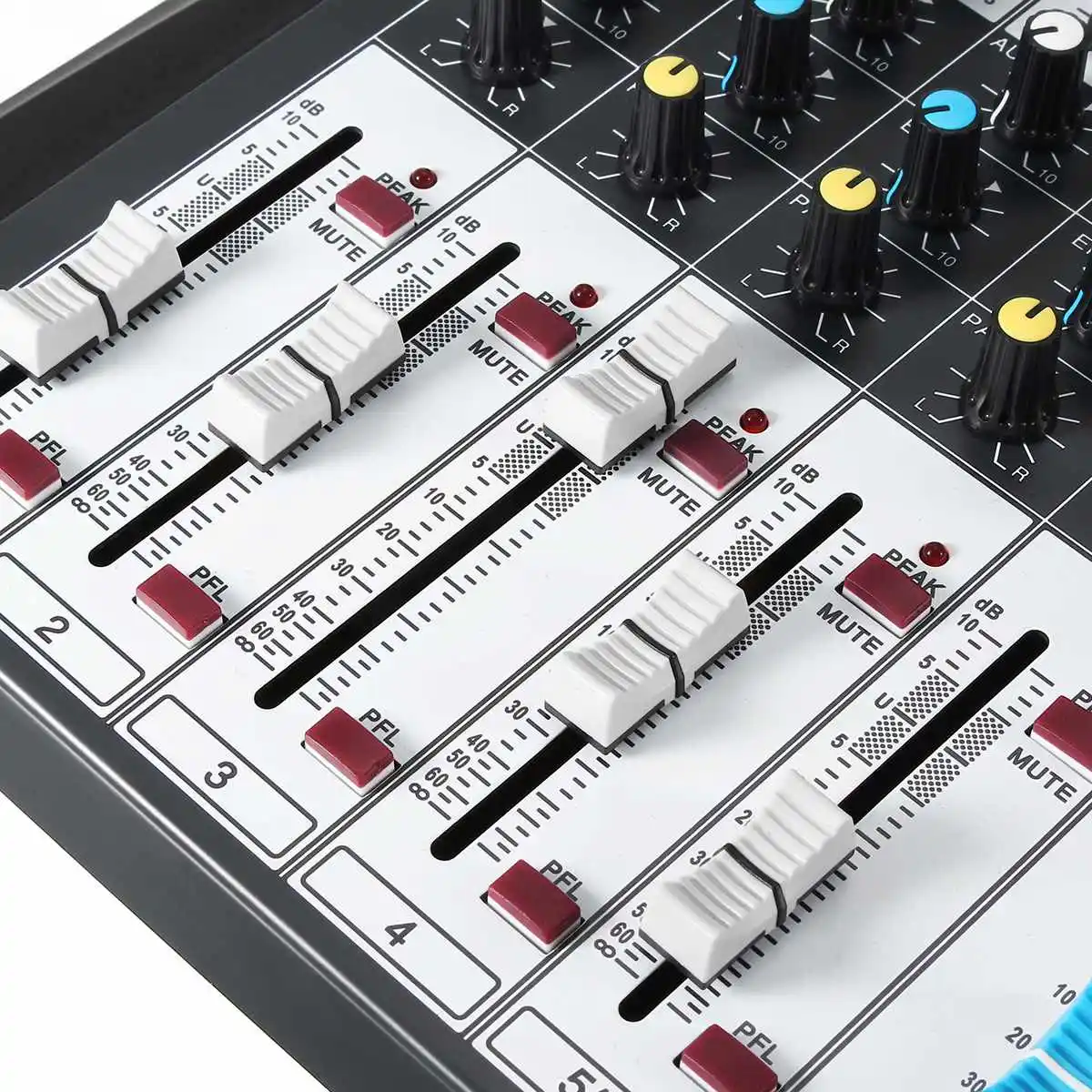 Профессиональный 6 канальный миксер LEORY металлический DJ контроллер Mezclador с USB