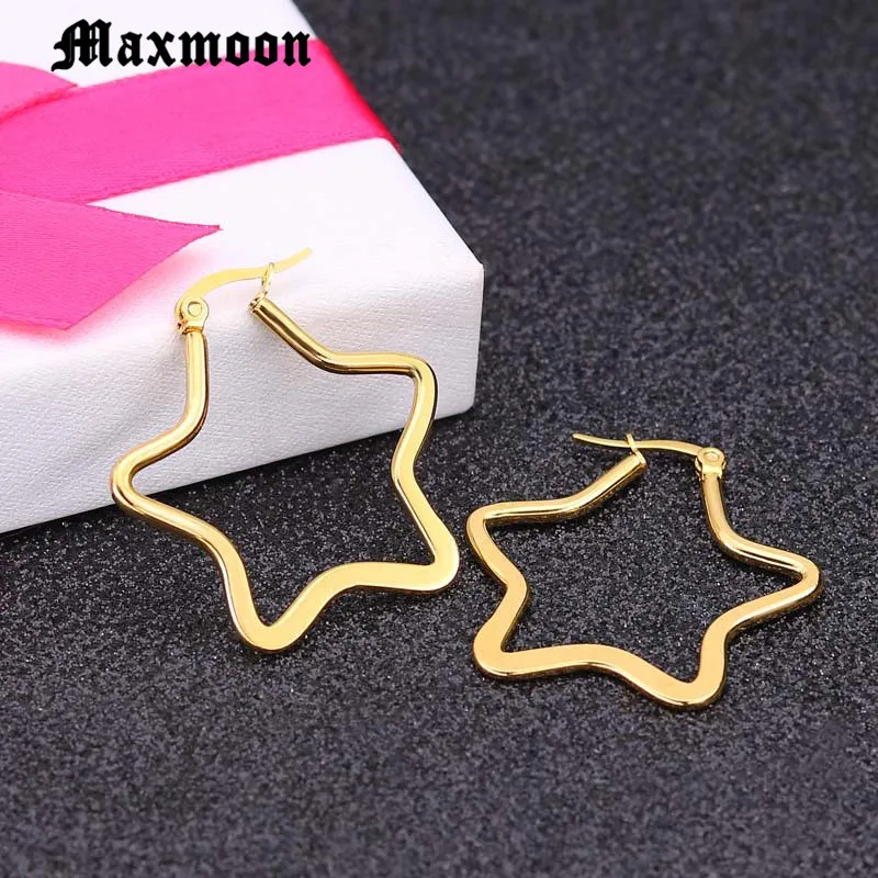 Maxmoon модные золотые и серебряные большие серьги кольца в форме звезды крупные