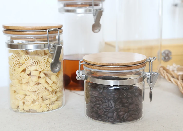 1800ml zakka borosilicate glass storage bottles jars with lid large capacity honey candy jar kitchen container | Дом и сад
