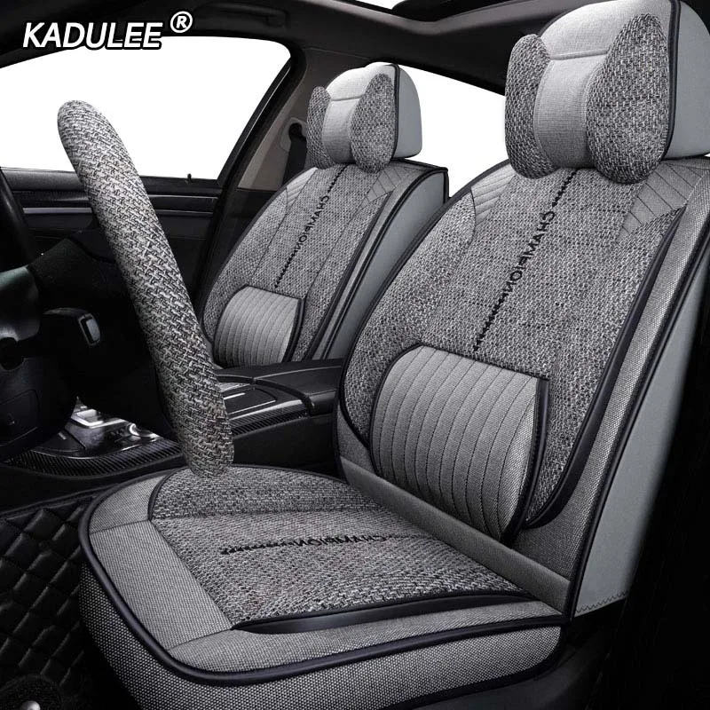 gray KADULEE льняные автомобильные сиденья для audi a6 4f a4 a3 a5 q3 q5 q2 lada xray mitsubishi pajero skoda octavia nissan leaf автокресла - Название цвета: gray