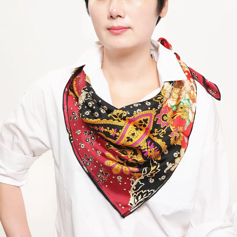 Новый Модный женский шарф 100% саржевый Шелковый квадратный три цвета строчка