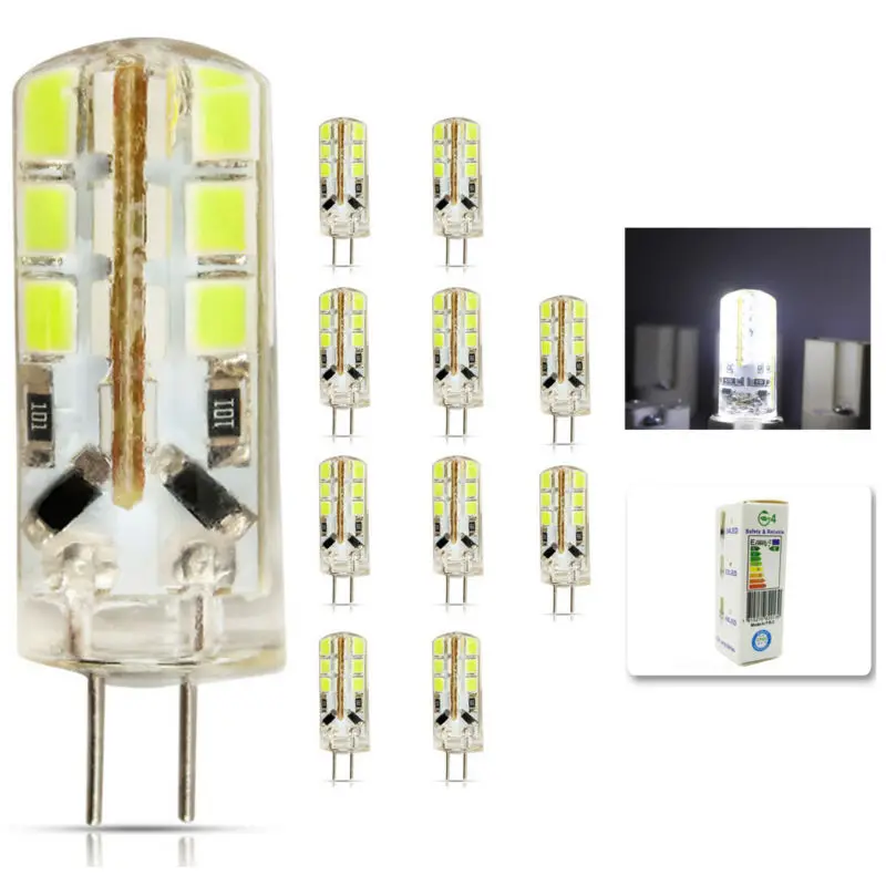 10 шт./лот светодиодная лампа G4 2835 SMD 6 Вт 12 в пост. Тока 24 светодиодные галогенные