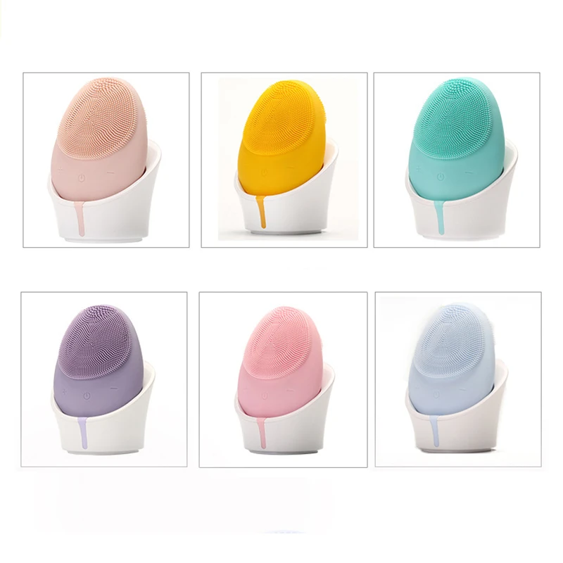 Электрическая силиконовая мини щетка для чистки лица звуковой Вибрационный