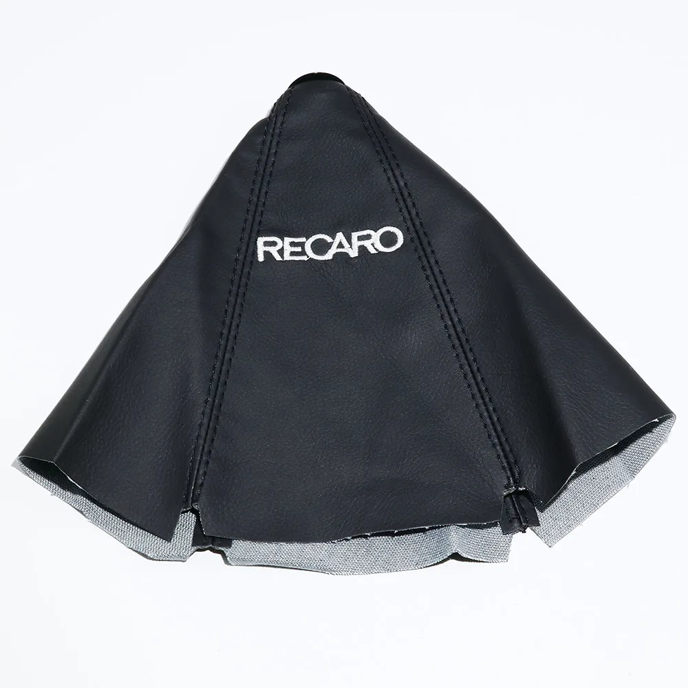 Черный Recaro ПВХ рычаг переключения передач Ручка загрузки крышка рычага переключения воротники с красной строчкой - Название цвета: Черный