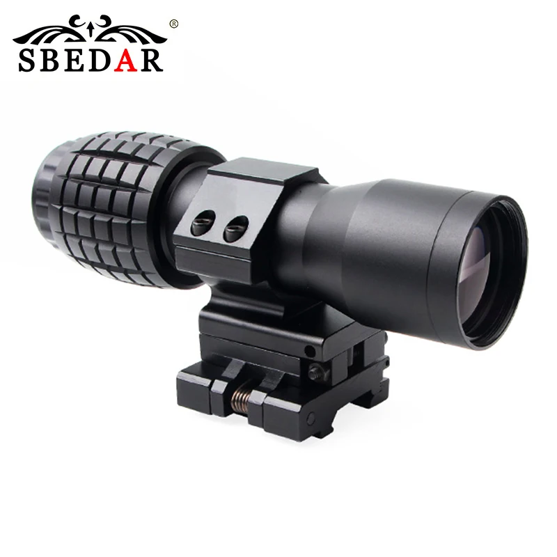 Tactical 4X Magnifier Red Dot Sight Quick Release Side Flip Picatinny 20mm Mount Optics Reflex Rifle Scope | Спорт и развлечения
