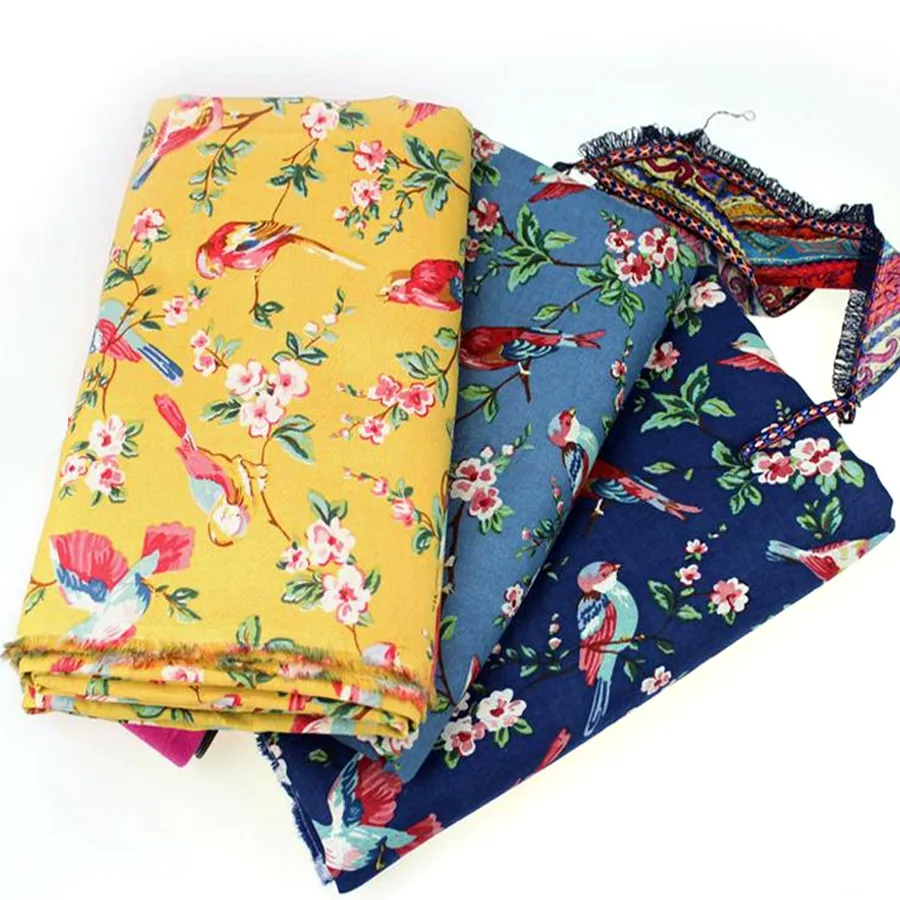 50x145 см японские цветы птицы хлопок искусственное шитье тильда ткань сделай сам