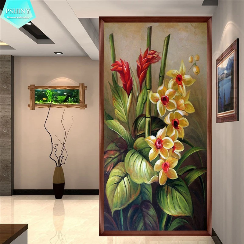 Алмазная вышивка PSHINY 5D сделай сам картины с цветами домашний декор