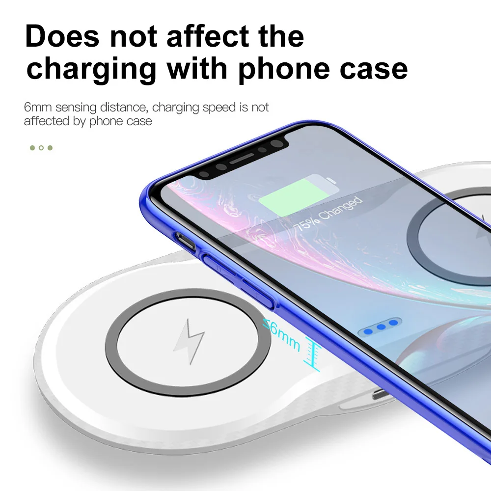 DCAE Qi двойное Беспроводное зарядное устройство для iPhone 11 Pro XS Max XR X 8 Airpods samsung S10 S9 S8 USB C быстрой зарядки настольного зарядного устройства