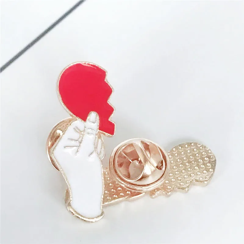 2 шт./набор вышивка в форме сердца ручная красная мультяшная брошь подарок для