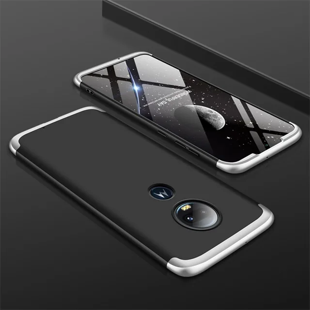 silver black Чехол для Motorola Moto G7 Plus, роскошный защитный чехол с магнитным кольцом, противоударный чехол для MOTO G5s Plus G7 G6 - Цвет: silver black
