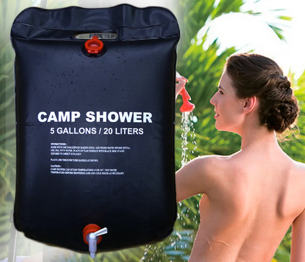 

Outdoor Hiking Camping Solar Heated Shower Bathing Bag Shower Water Bag Portable 20L 5 Gallon Shower Travel Kits Tent Accessorie