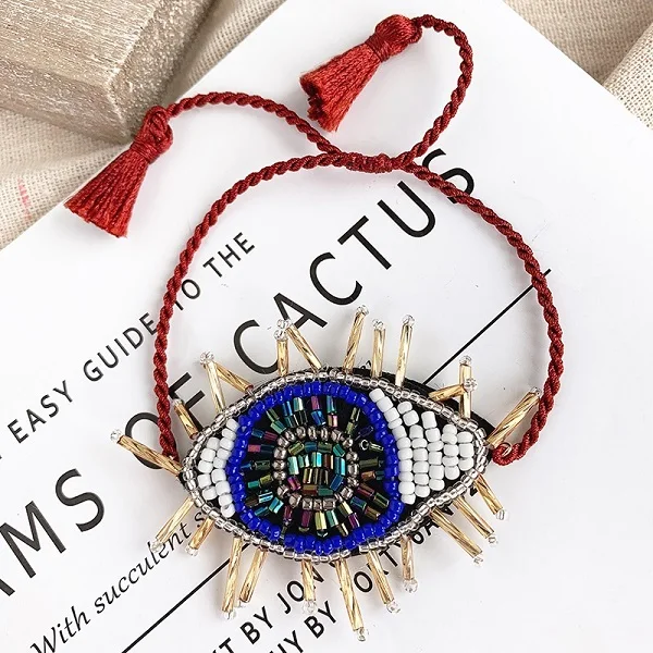 brown blue eye Регулируемый Злой Глаз сердце браслет MIYUKI браслет Pulseras Mujer Винтаж ручной работы хрустальные браслеты с кисточкой для женщин ювелирные изделия - Окраска металла: brown blue eye