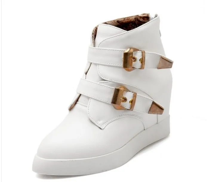 Высота Увеличение обувь женщины ботильоны на высоком каблуке платформа клинья