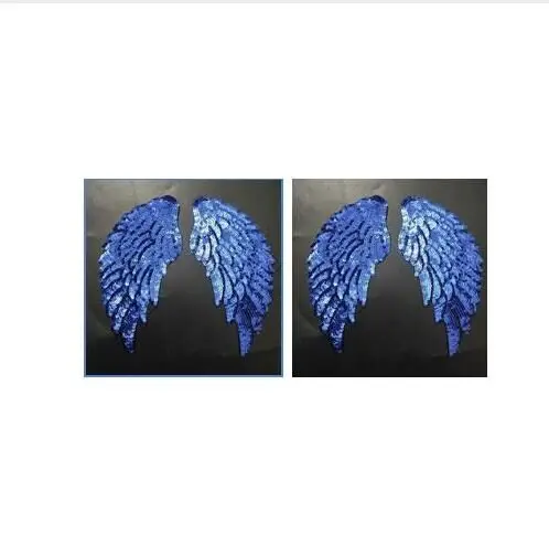 DD 2 пары блесток значок Wings ткань железо на патчи золото/серебро/красный/черный/синий вышивка аппликация DIY украшения блестки патч - Цвет: Латунь