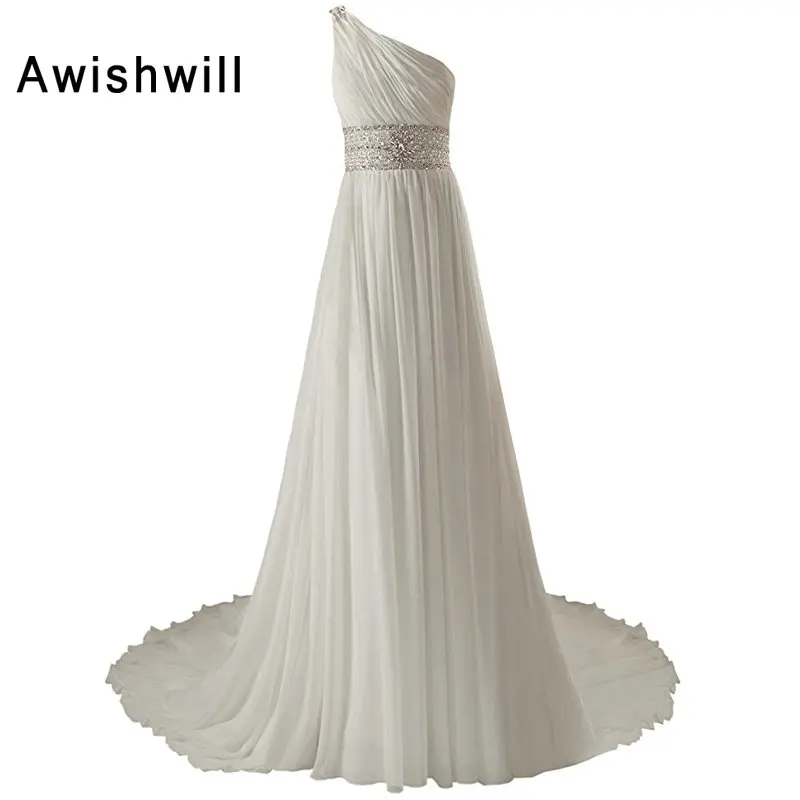 Женское шифоновое платье на одно плечо с рюшами | Свадьбы и торжества