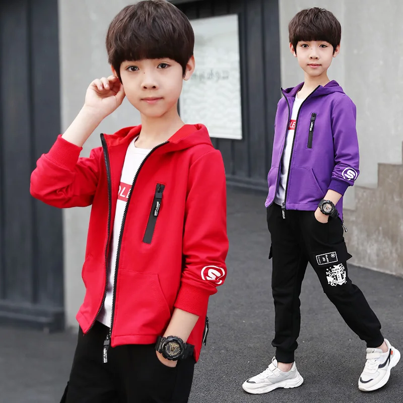 2020 Spring Autumn Teenage Clothes Set 4 5 6 7 8 9 10 11 12 13 14 Years Old Big Boy Sports Suit Hooded Jacket Pants Clothing |