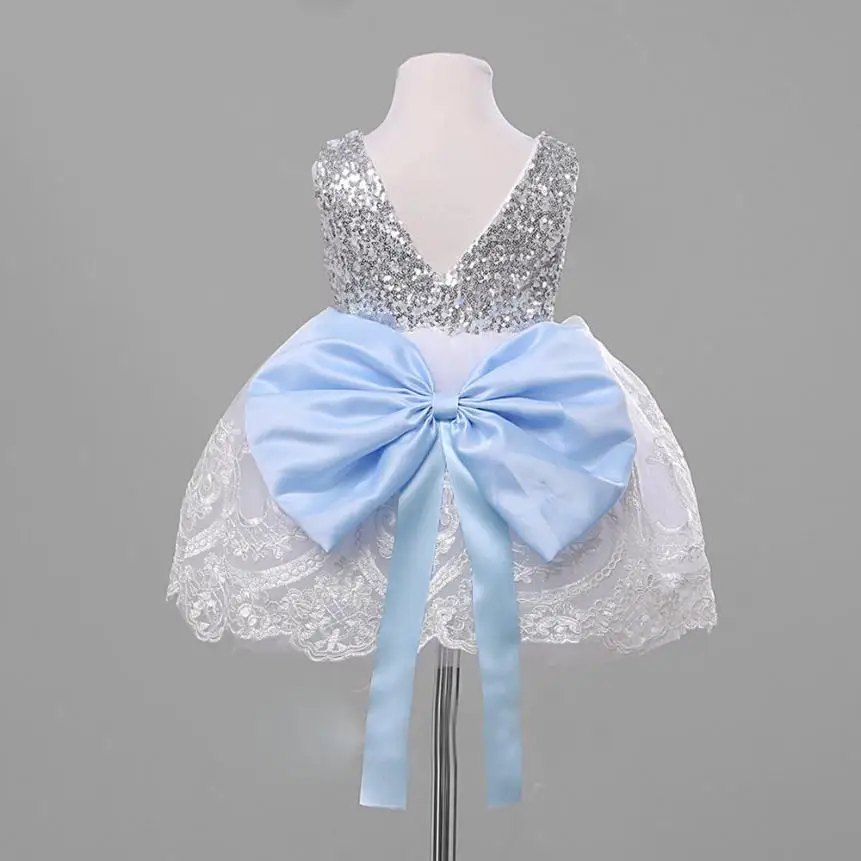 Princess Baby Kids Girl Bowknot Lace Floral Dress Christmas Party Formal Dresses Children Bridesmaid Pageant | Детская одежда и