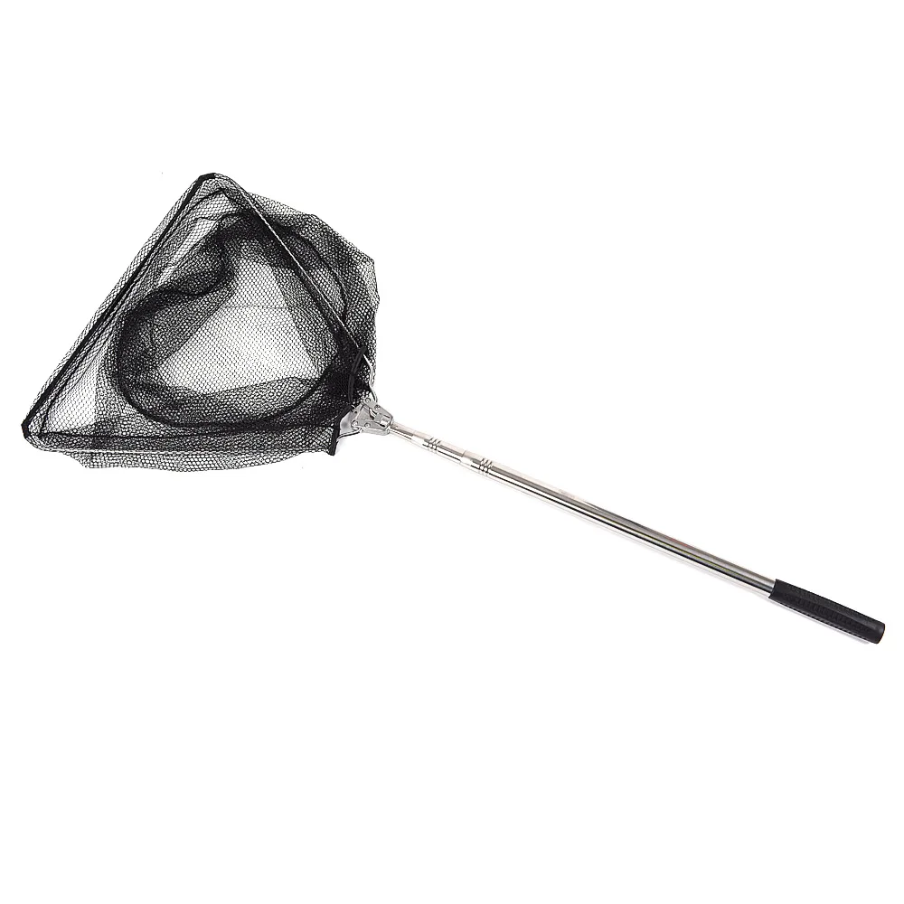 

New 3 Sections Landing Net Triangle Brail Telescopic Fishing Net Stainless Steel Handle Nylon Folding Landing Net