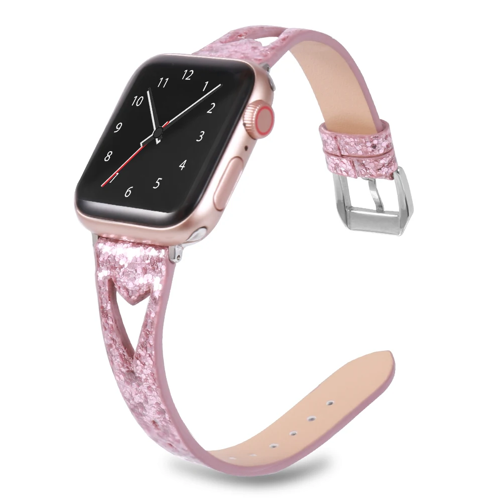 Кожаный ремешок для apple watch 40 мм 44 iwatch 38 42 Блестящий из натуральной кожи 4 3 2 1