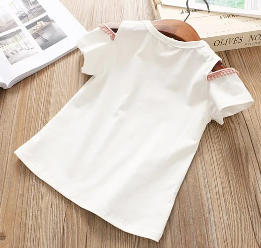 Комплект из 2 предметов платье для девочек топы с короткими рукавами и рисунком