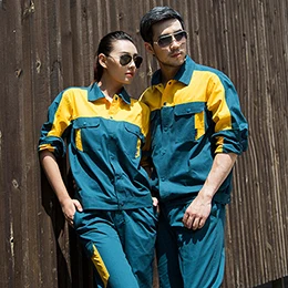 Yellow Мужская и Женская рабочая одежда, костюм, куртка с длинным рукавом и рабочие штаны, защитная Рабочая Ткань для заводских работников, ремонтник автомобилей - Цвет: Yellow