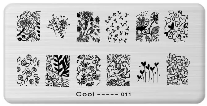 11 COOI- 20 стилей 6*12 см прямоугольные пластины для штамповки ногтей Французский маникюр 3D шаблон трафареты полировка печать шаблон пластины 1 шт - Цвет: 11