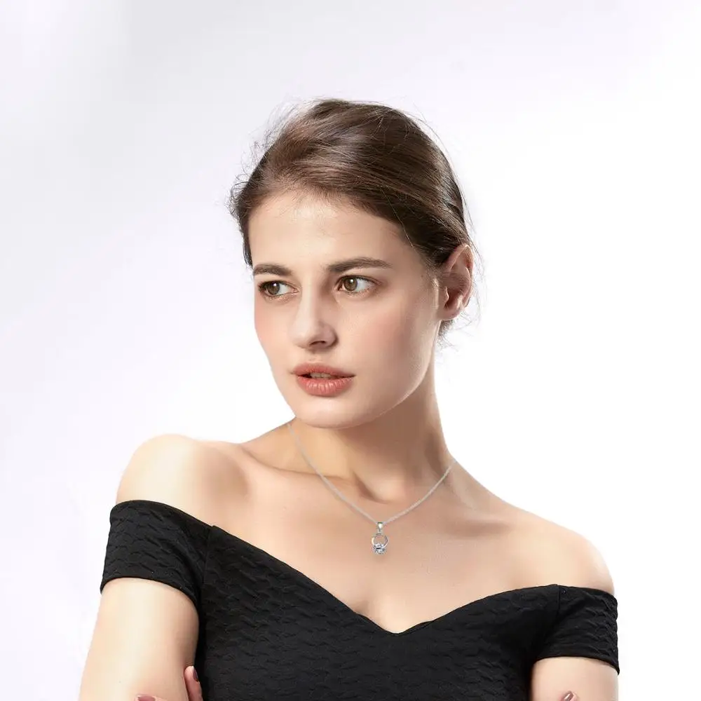 Очарование Винтаж леди синий драгоценный камень ожерелья серебряного цвета