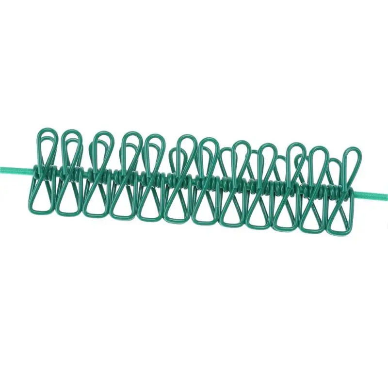 1.7m Outdoor Portable Clothes Line Camping Travel Stretchy Clothesline 12 Clips Travel Rope Washing Line Drying Clothes Hanger