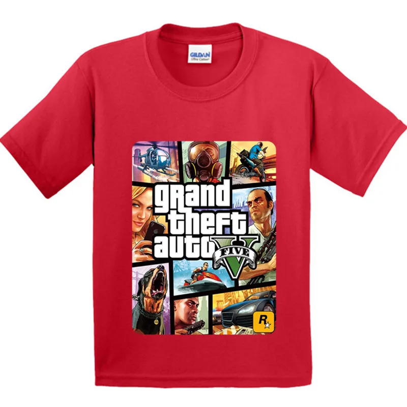 Детская футболка с длинным рукавом и принтом GTA 5 модная детская одежда крутая