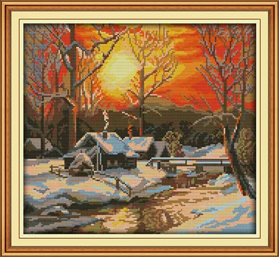 Snowscape пейзаж DIY Набор для вышивания крестиком 11CT 14CT DMC Chinses Счетный Набор для вышивания крестиком для вышивания ручной работы - Цвет: The winter morning