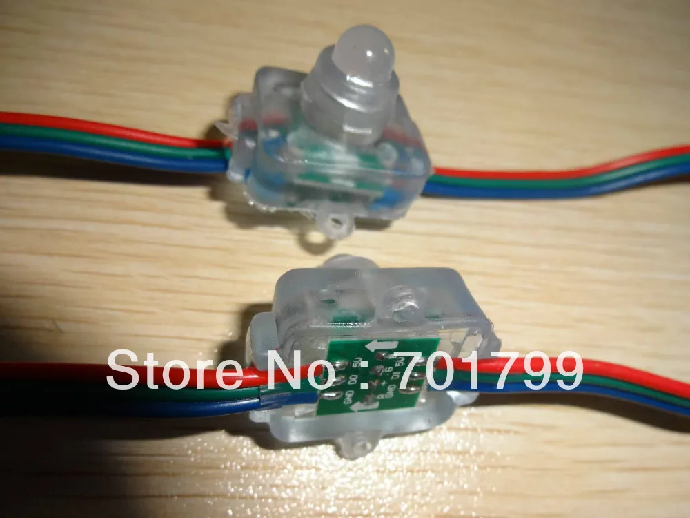 50 шт. DC5V вход WS2811 Светодиодный пиксельный свет с RGB-зеленый-синий провод IP68