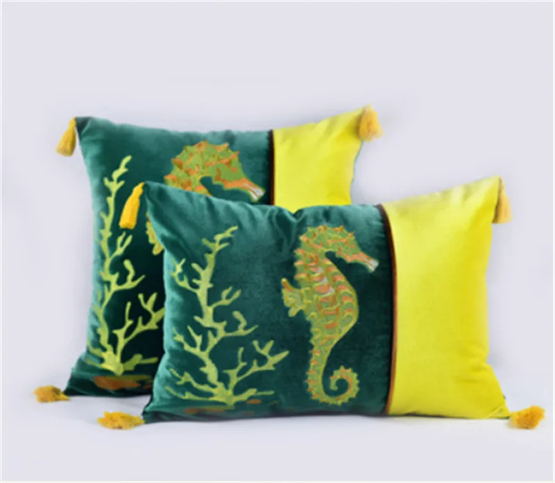Европейский чехол для подушек Hippocampus/Conch/Shell вышивка Cojines Decorativos Para Диван Декоративные роскошные подушки, 1 шт
