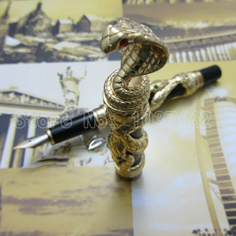 Ручка Jinhao высококлассная Красивая перьевая ручка Золотая змея F перо подарок