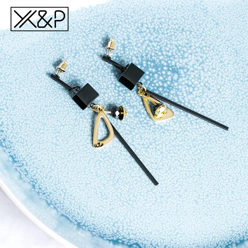 X& P корейские черные акриловые геометрические Висячие серьги для женщин, модные золотые серебряные треугольные круглые Асимметричные висячие серьги, ювелирные изделия - Окраска металла: Gold 3
