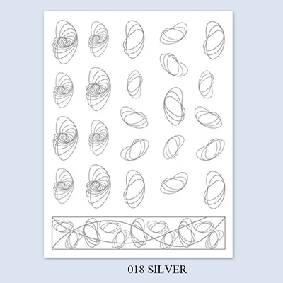 18silver 3D Nail Art Sticker Gold Silver Circle Nail Stickers Hollow Geometry Line Adhesive Slider Sticker Star Moon Decals Z0158 - Цвет: 18silver