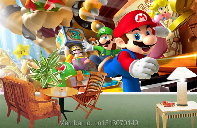 Большие фотообои на заказ Настенная роспись в стиле Super Mario Классические игровые