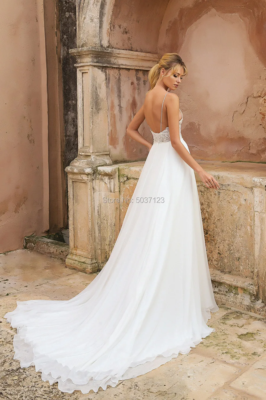 Пляжные свадебные платья Vestido De Noiva с v-образным вырезом трапециевидной формы на