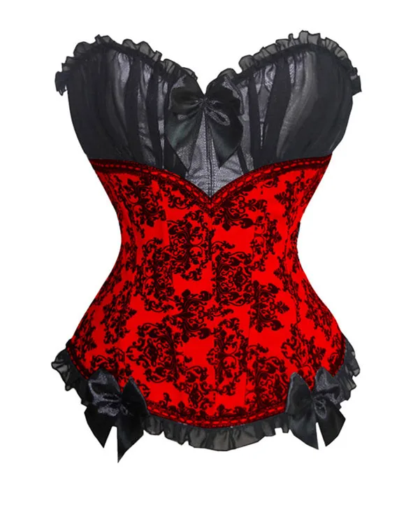 Корсет Overbust в стиле бурлеск Застежка молния сбоку Костюмы атласа на шнуровке